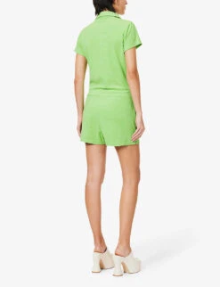 Melissa Odabash Cheryl Drawstring-waist Cotton-blend Playsuit -Ted Bakee Fashion Shop R04090048 LIME ALT03