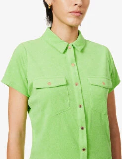 Melissa Odabash Cheryl Drawstring-waist Cotton-blend Playsuit -Ted Bakee Fashion Shop R04090048 LIME ALT04