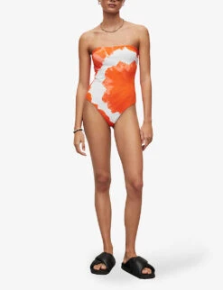 AllSaints Catriona Mariana Bandeau Swimsuit -Ted Bakee Fashion Shop R04090571 ORANGETIEDYE ALT02