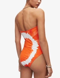 AllSaints Catriona Mariana Bandeau Swimsuit -Ted Bakee Fashion Shop R04090571 ORANGETIEDYE ALT03