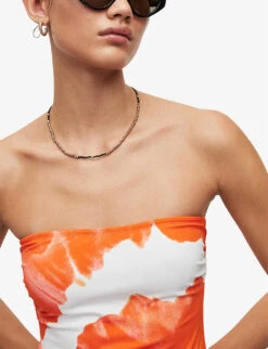 AllSaints Catriona Mariana Bandeau Swimsuit -Ted Bakee Fashion Shop R04090571 ORANGETIEDYE ALT04