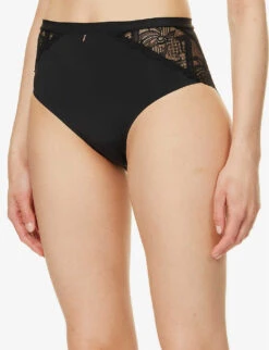 Chantelle Orangerie Scalloped-trim High-rise Stretch-woven Briefs -Ted Bakee Fashion Shop R04093296 011BLACK ALT04