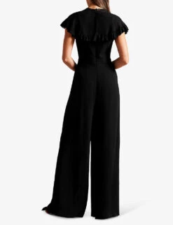 Ted Baker Olivvee Cape-sleeve Woven Jumpsuit -Ted Bakee Fashion Shop R04093901 BLACK ALT03