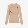Ted Baker Eloisy Cross-over Metallic-knit Top
