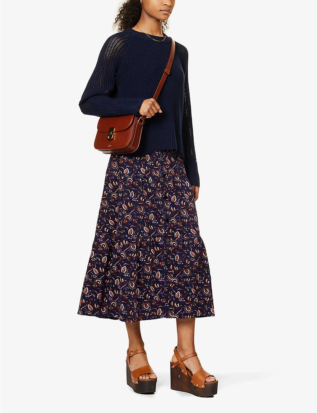 ME AND EM Jacobean Graphic-print Cotton Midi Skirt 2 ME AND EM Jacobean Graphic-print Cotton Midi Skirt - Image 2