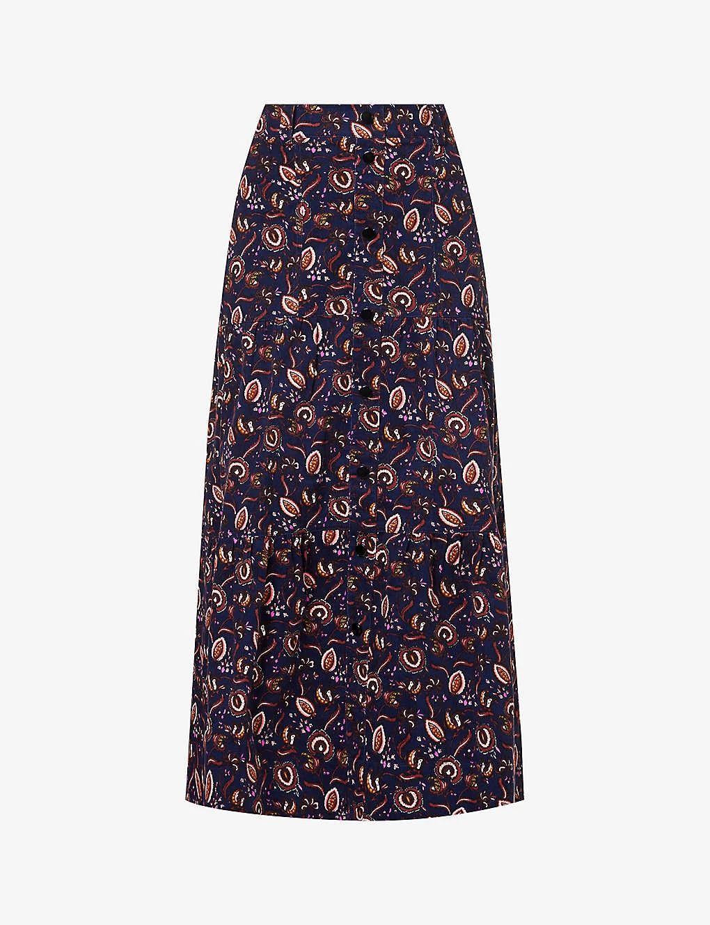 ME AND EM Jacobean Graphic-print Cotton Midi Skirt 1 ME AND EM Jacobean Graphic-print Cotton Midi Skirt