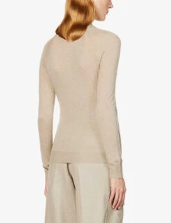 Joseph Cashair Long-sleeved Cashmere Knitted Polo Shirt -Ted Bakee Fashion Shop R04095129 PEWTER ALT03