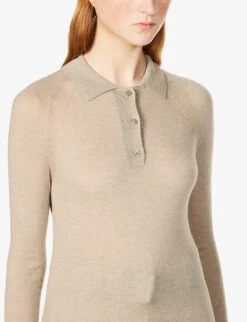 Joseph Cashair Long-sleeved Cashmere Knitted Polo Shirt -Ted Bakee Fashion Shop R04095129 PEWTER ALT04