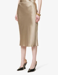 Joseph Isaak High-rise Silk-satin Midi Skirt 7 Joseph Isaak High-rise Silk-satin Midi Skirt -Ted Bakee Fashion Shop R04095183 PEWTER ALT02