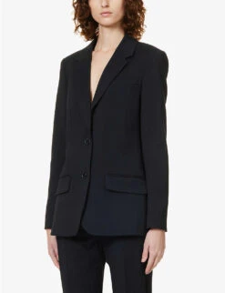 Joseph Jackie Single-breasted Stretch-wool Jacket -Ted Bakee Fashion Shop R04095271 NAVY ALT02