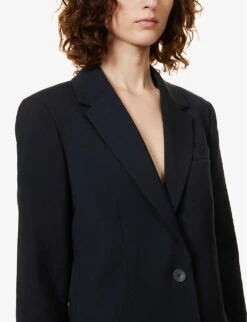 Joseph Jackie Single-breasted Stretch-wool Jacket -Ted Bakee Fashion Shop R04095271 NAVY ALT04