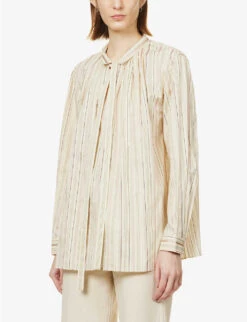 Joseph Orton Stripe-pattern Cotton-blend Shirt -Ted Bakee Fashion Shop R04095289 MAPLEWOOD ALT02