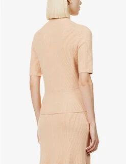 Joseph Slim-fit Cotton-blend Knitted Top -Ted Bakee Fashion Shop R04095378 SALMON ALT03