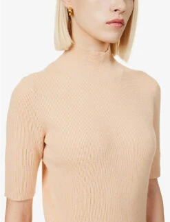 Joseph Slim-fit Cotton-blend Knitted Top -Ted Bakee Fashion Shop R04095378 SALMON ALT04