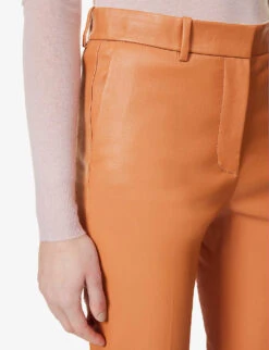 Joseph Coleman Wide-leg High-rise Leather Trousers -Ted Bakee Fashion Shop R04095412 CARAMEL ALT04