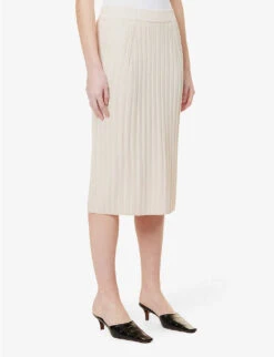 Joseph Split-hem Mid-rise Knitted Midi Skirt -Ted Bakee Fashion Shop R04095426 BLUSH ALT02