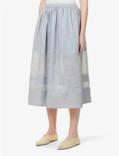 Joseph Sully Panelled Silk Midi Skirt -Ted Bakee Fashion Shop R04095427 DUSTYBLUE ALT02