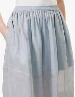 Joseph Sully Panelled Silk Midi Skirt -Ted Bakee Fashion Shop R04095427 DUSTYBLUE ALT04