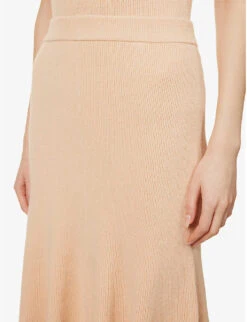 Joseph Flared Cotton And Wool-blend Knitted Midi Skirt -Ted Bakee Fashion Shop R04095435 SALMON ALT04