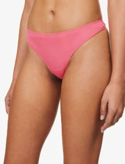 Calvin Klein Marquisette Mid-rise Stretch-recycled Polyamide Thong -Ted Bakee Fashion Shop R04097684 CERISELIPSTICK ALT04