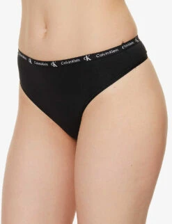Calvin Klein 1996 Pack Of Seven Stretch-cotton Thongs -Ted Bakee Fashion Shop R04097686 BGHWBLAFLCO ALT02