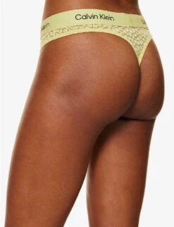 Calvin Klein Animal-print High-rise Stretch-lace Thong 7 Calvin Klein Animal-print High-rise Stretch-lace Thong -Ted Bakee Fashion Shop R04097717 CELERYSPRIG ALT03