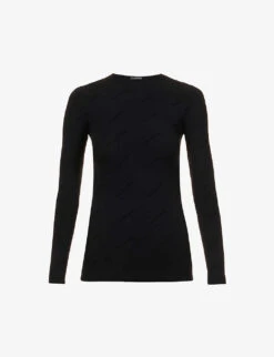 Balenciaga Monogram-pattern Slim-fit Stretch-woven Top