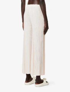 Mellow Pleated Wide-leg High-rise Knitted Trousers 8 Mellow Pleated Wide-leg High-rise Knitted Trousers -Ted Bakee Fashion Shop R04100464 06PINKWHITE ALT03