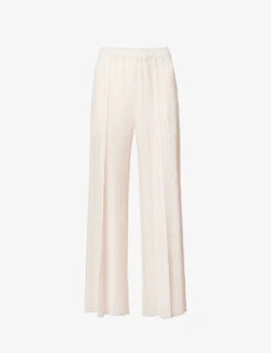 Mellow Pleated Wide-leg High-rise Knitted Trousers