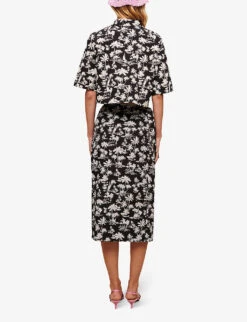 Maje Jimier Graphic-print Wrap Woven Midi Skirt -Ted Bakee Fashion Shop R04101501 NOIRGRIS ALT02