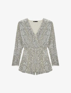 Maje Sequin-embellished Stretch-woven Playsuit