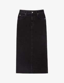 Maje Jextra High-waisted Straight-cut Stretch-denim Midi Skirt