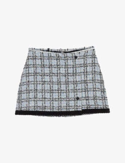 Maje High-rise Waist-strap Tweed Mini Skirt