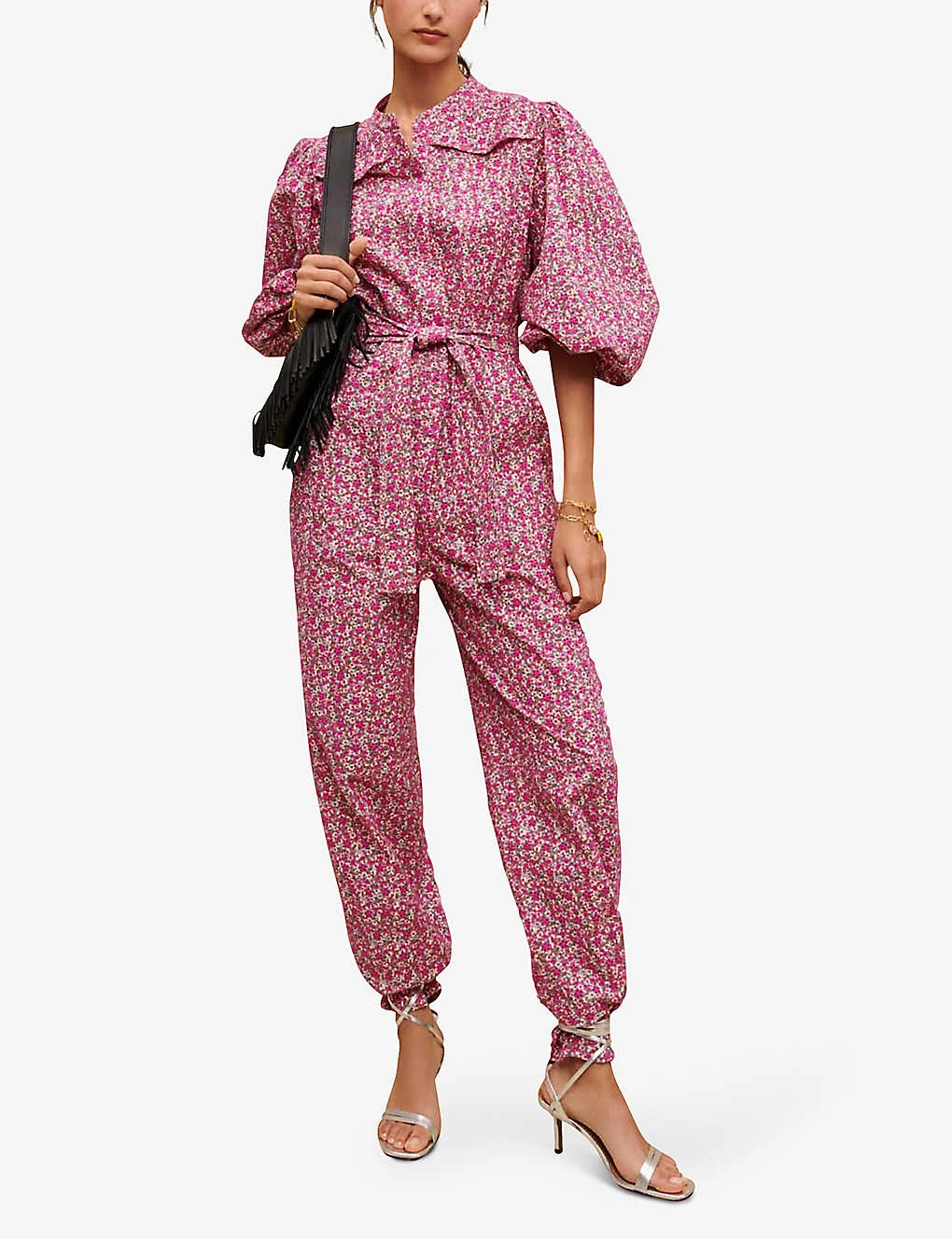 Maje Pyad Floral-print Puff-sleeve Cotton Jumpsuit 2 Maje Pyad Floral-print Puff-sleeve Cotton Jumpsuit - Image 2