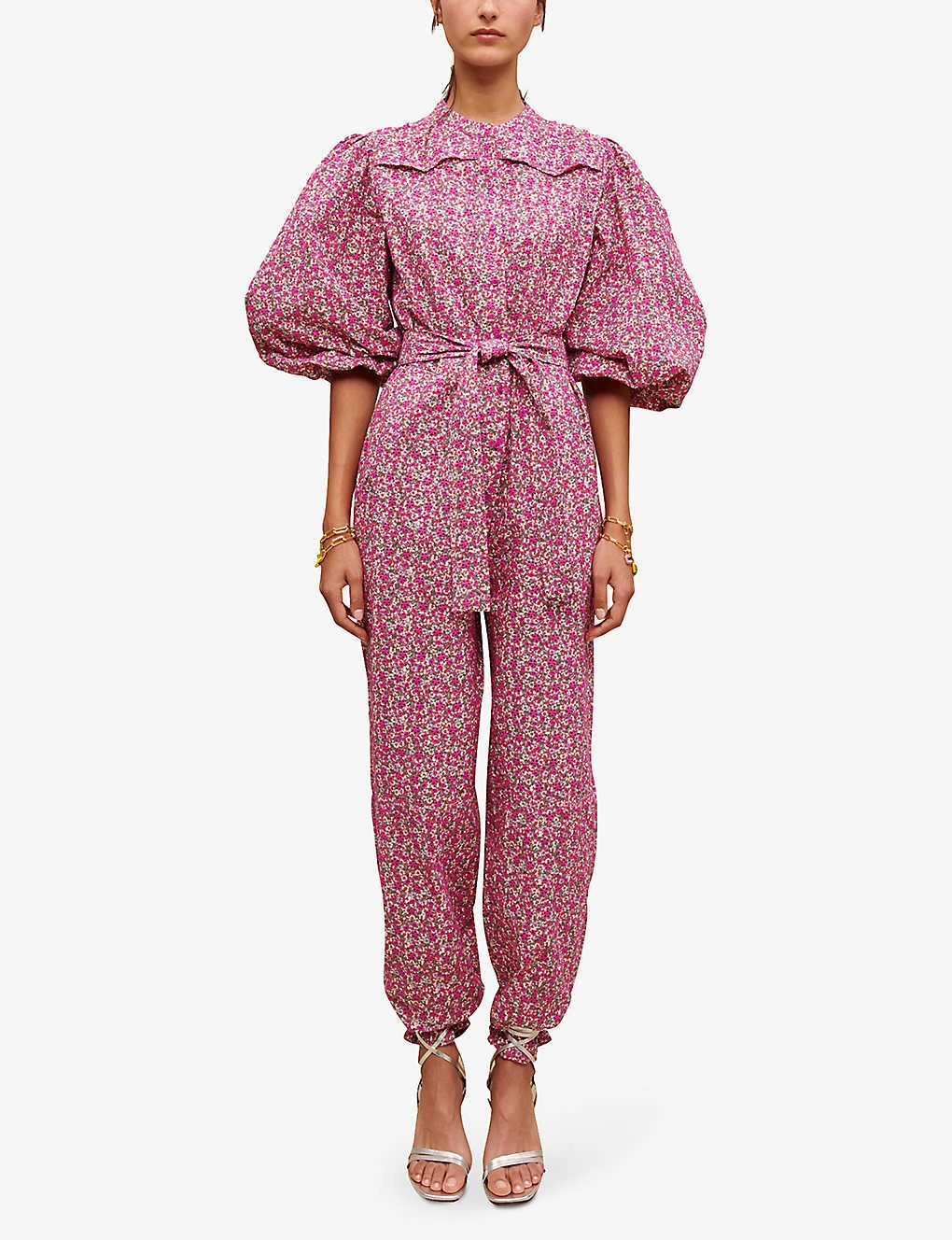 Maje Pyad Floral-print Puff-sleeve Cotton Jumpsuit 3 Maje Pyad Floral-print Puff-sleeve Cotton Jumpsuit - Image 3