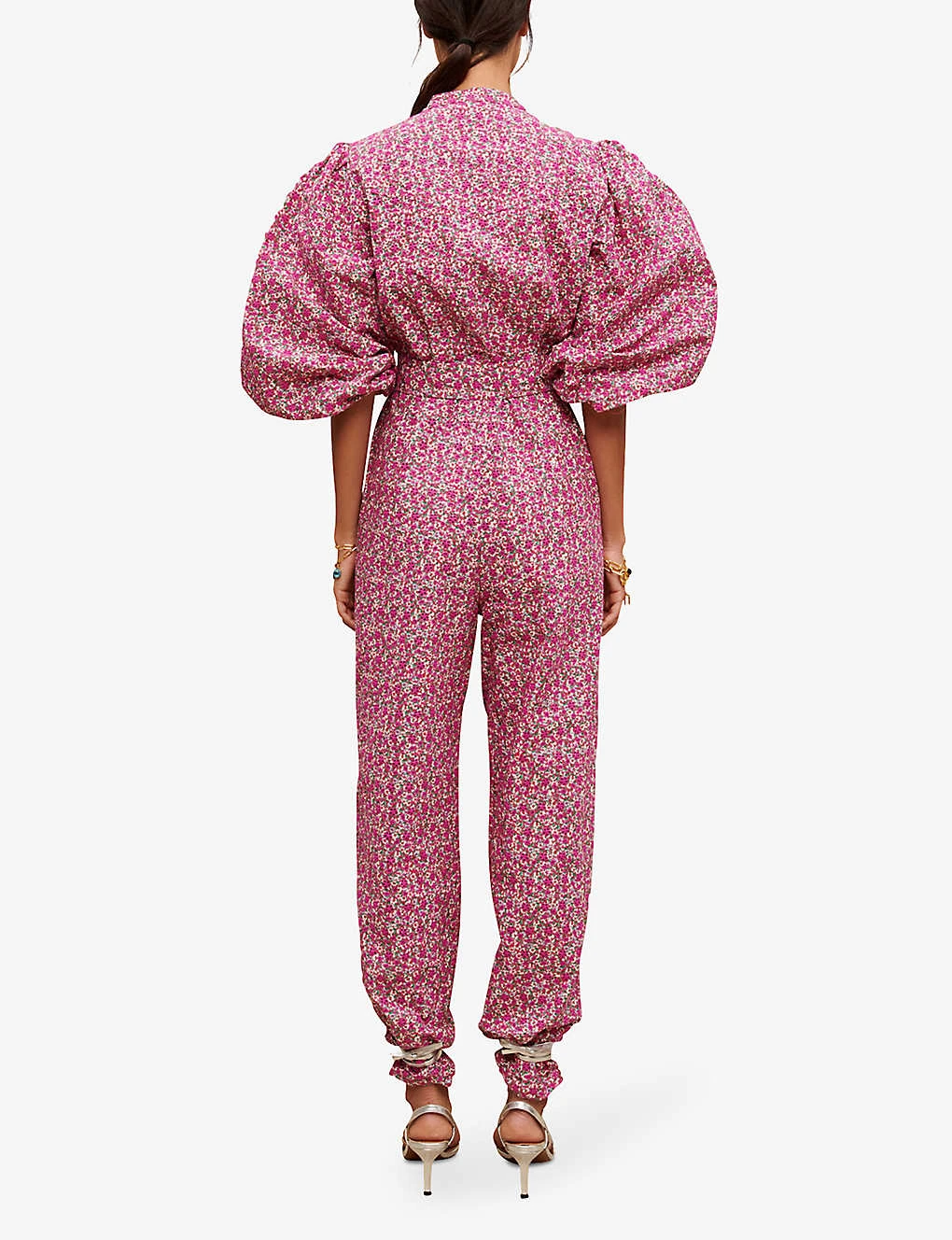 Maje Pyad Floral-print Puff-sleeve Cotton Jumpsuit 4 Maje Pyad Floral-print Puff-sleeve Cotton Jumpsuit - Image 4