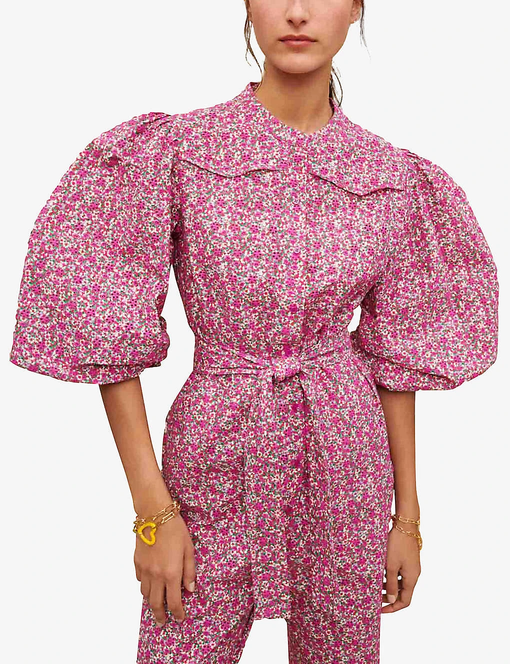 Maje Pyad Floral-print Puff-sleeve Cotton Jumpsuit 5 Maje Pyad Floral-print Puff-sleeve Cotton Jumpsuit - Image 5