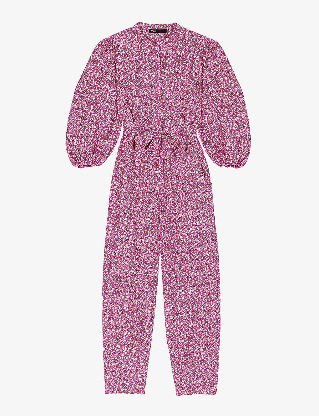 Maje Pyad Floral-print Puff-sleeve Cotton Jumpsuit 1 Maje Pyad Floral-print Puff-sleeve Cotton Jumpsuit