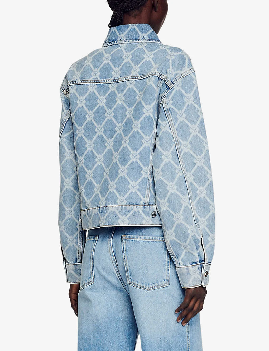 Sandro Grenade Checked Monogram Denim Jacket 4 Sandro Grenade Checked Monogram Denim Jacket - Image 4