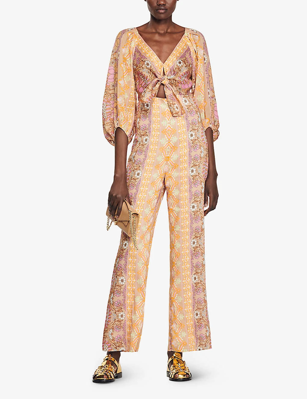 Sandro Dieppe Floral-print Linen-blend Jumpsuit 2 Sandro Dieppe Floral-print Linen-blend Jumpsuit - Image 2