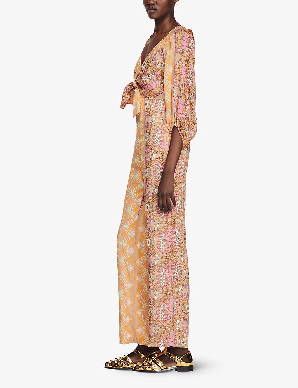 Sandro Dieppe Floral-print Linen-blend Jumpsuit 3 Sandro Dieppe Floral-print Linen-blend Jumpsuit - Image 3