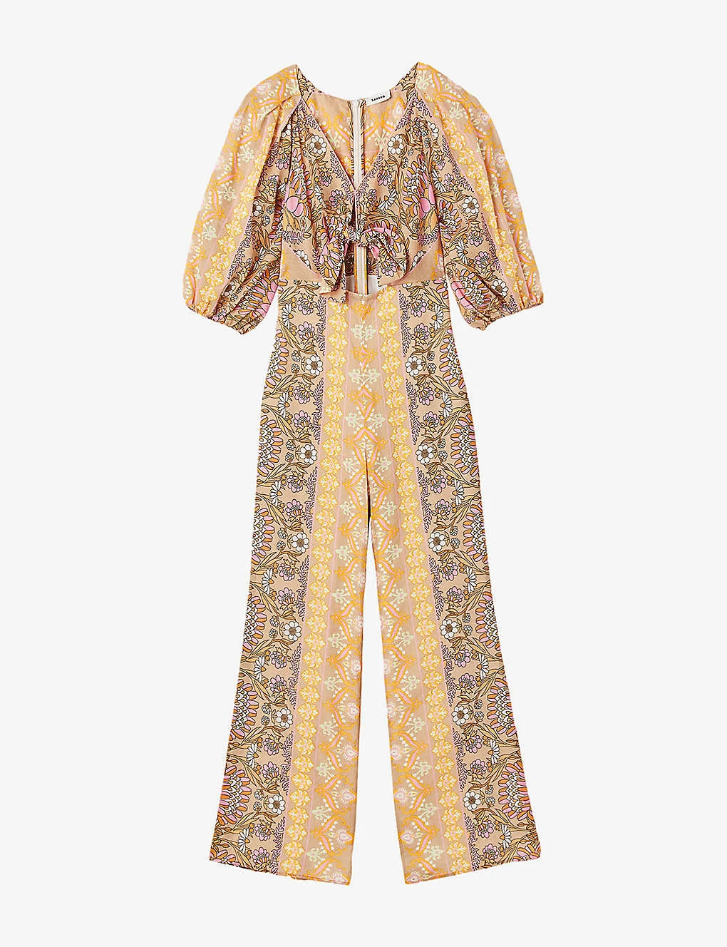 Sandro Dieppe Floral-print Linen-blend Jumpsuit 1 Sandro Dieppe Floral-print Linen-blend Jumpsuit