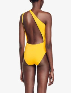 Sandro Honolulu Cut-out Asymmetric Swimsuit -Ted Bakee Fashion Shop R04102641 JAUNESORANGES ALT03