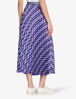 Sandro Perona Floral-print Pleated Woven Midi Skirt -Ted Bakee Fashion Shop R04102657 VIOLETS ALT03