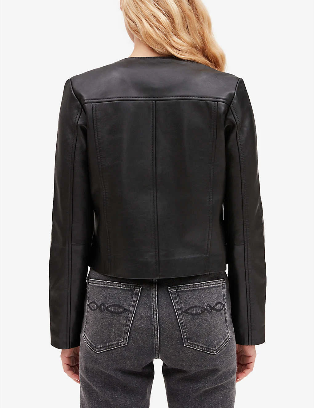 CLAUDIE PIERLOT Carvi Scalloped-placket Leather Jacket 4 CLAUDIE PIERLOT Carvi Scalloped-placket Leather Jacket - Image 4