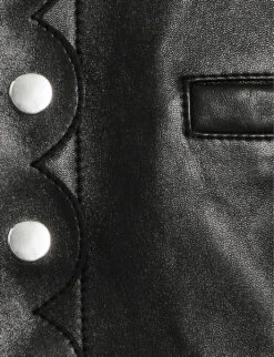 CLAUDIE PIERLOT Carvi Scalloped-placket Leather Jacket 11 CLAUDIE PIERLOT Carvi Scalloped-placket Leather Jacket -Ted Bakee Fashion Shop R04103286 NOIRGRIS ALT05