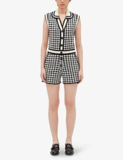 CLAUDIE PIERLOT Macombi Gingham Woven Playsuit -Ted Bakee Fashion Shop R04103379 DIVERS ALT02