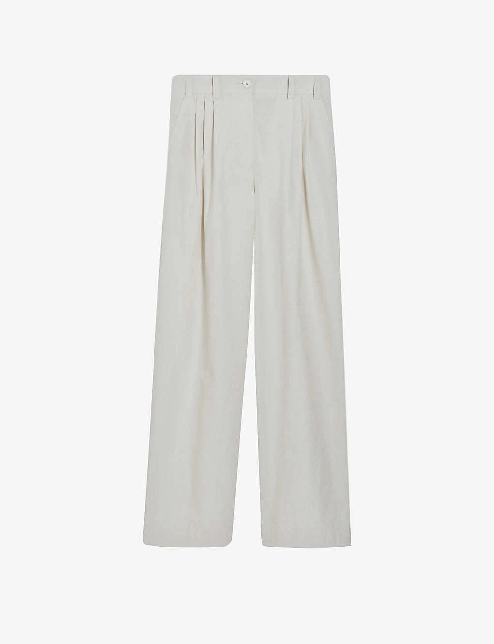 CLAUDIE PIERLOT Wide-leg High-rise Pleated Cotton Trousers 1 CLAUDIE PIERLOT Wide-leg High-rise Pleated Cotton Trousers