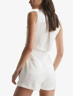 Reiss Florence Notch-lapel Double-breasted Woven Playsuit 8 Reiss Florence Notch-lapel Double-breasted Woven Playsuit -Ted Bakee Fashion Shop R04103917 IVORY ALT03