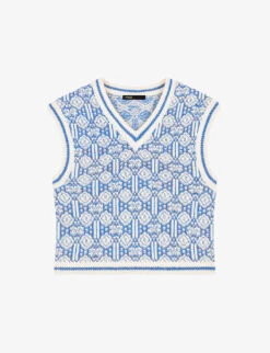 Maje Sleeveless Clover-motif Jacquard Jumper